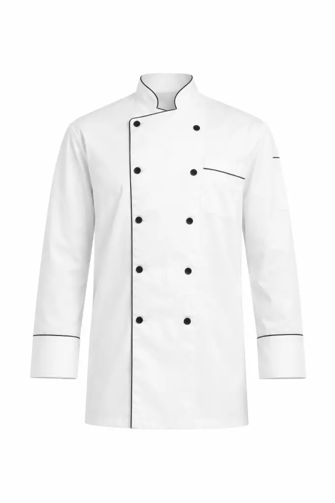 Komfortz Chef Jacket White with Black Pipping.webp
