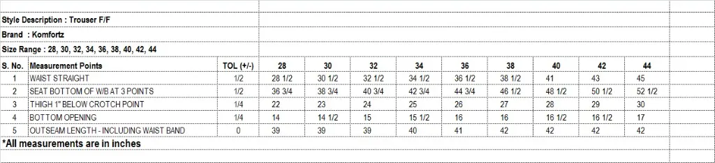 Komfortz Formal Trouser Size Chart 2026.webp