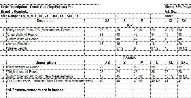 Komfortz Scrub Suit Size Chart.webp