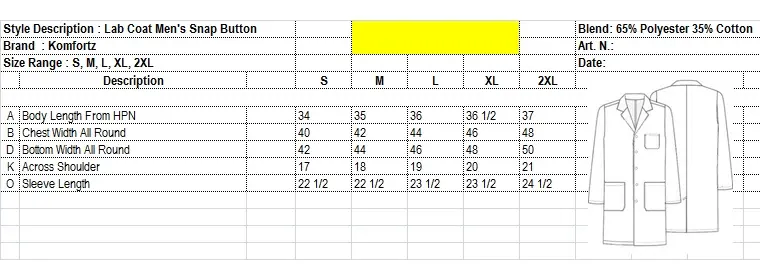Komfortz Lab Coat Size Chart.webp