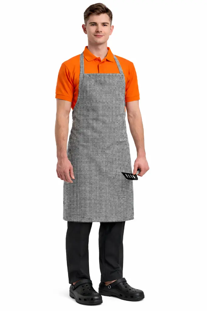 Komfortz Black & White Check Apron.webp