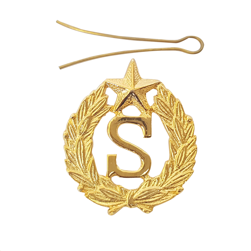 Metal Badge for Beret Cap in Golden Color