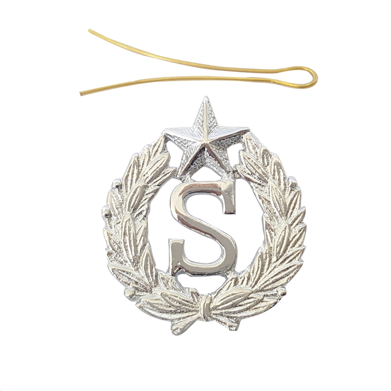 Metal Badge for Beret Cap in Silver Color